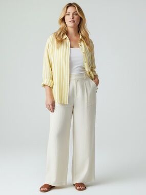 SIGRID OLSEN Striped Linen Blend Shirt